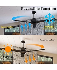 60 inch ceiling fan without light, can be used indoors and outdoors, with remote control, reversible Dc motor, no noise, for bedroom, living room, ter