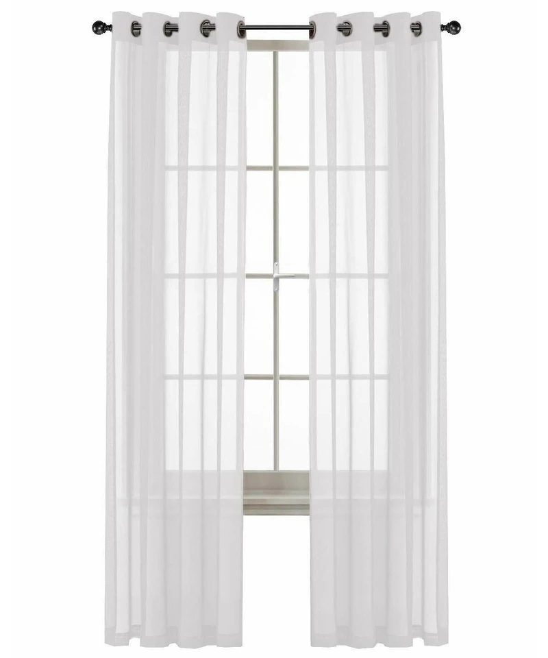 Kate Aurora Basic Home Custom Sheer Voile Grommet Top Window Curtains - 38 in. W x 84 in. L, White
