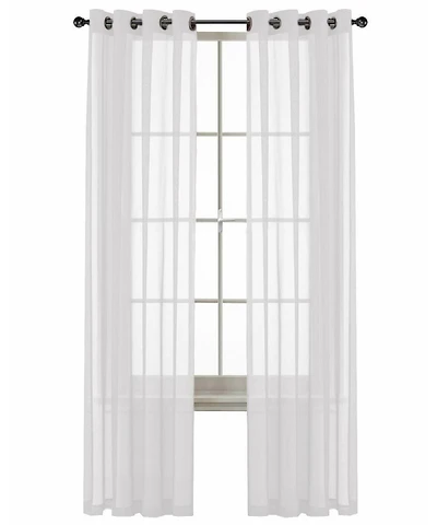 Kate Aurora Basic Home Custom Sheer Voile Grommet Top Window Curtains - 38 in. W x 84 in. L, White