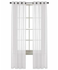 Kate Aurora Basic Home Custom Sheer Voile Grommet Top Window Curtains - 38 in. W x 84 in. L, White
