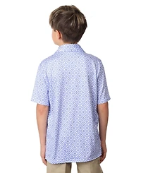 Tailorbyrd Boys Floral Tile Performance Polo