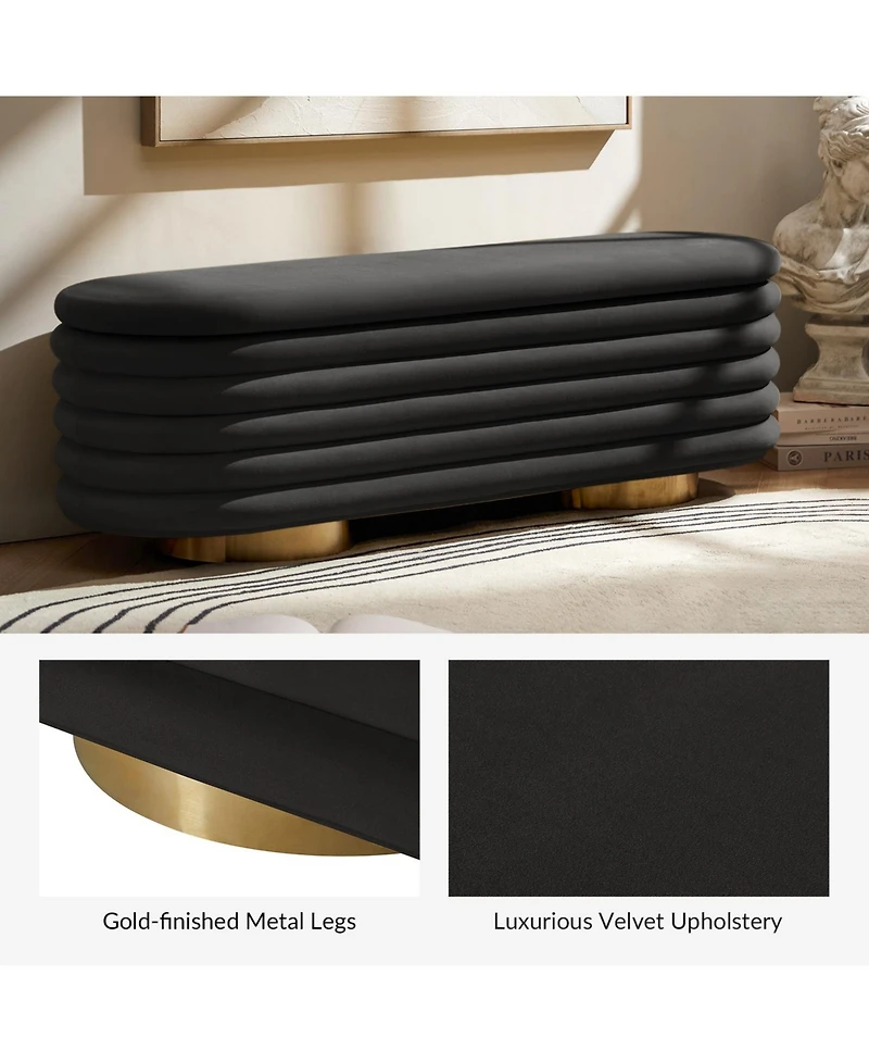 Rupert Bench with Gold-finished Metal Legs