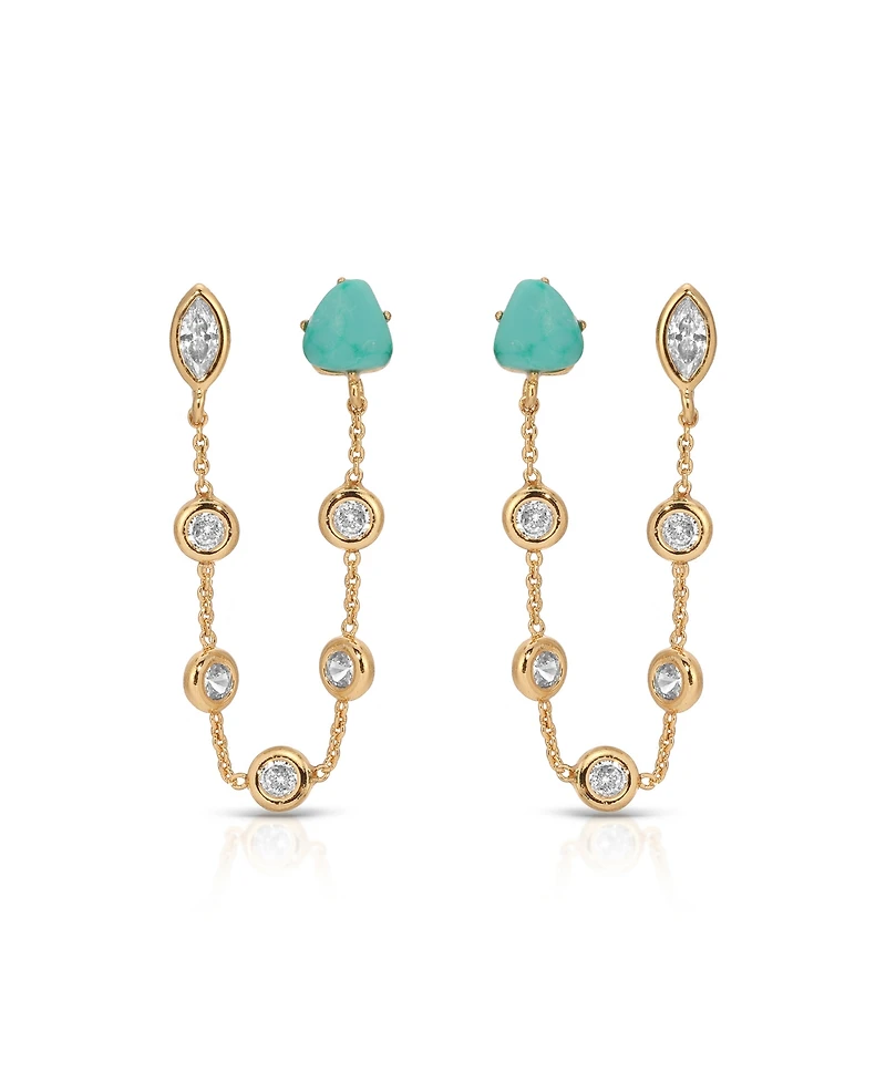 Ettika Double Piercing Turquoise Earrings