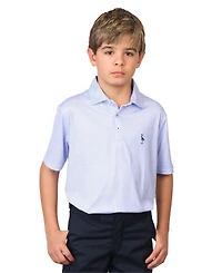 Tailorbyrd Boys Blue Multi Dots Performance Polo Shirt by