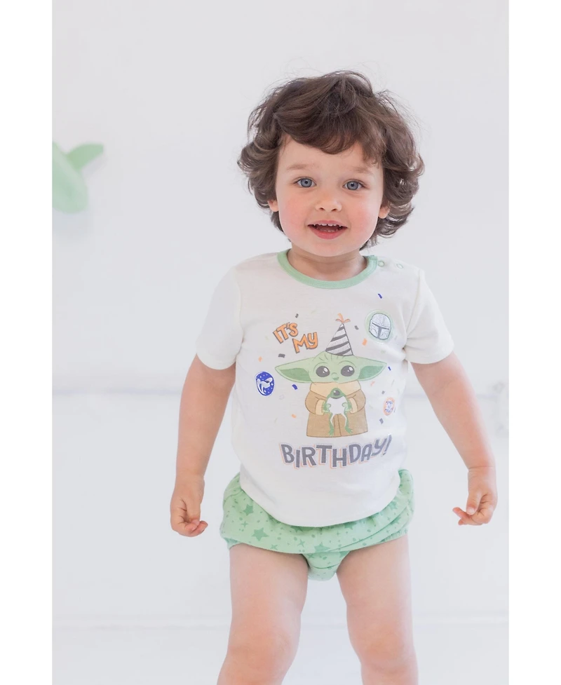 The Mandalorian Baby Boys Yoda Pullover T-Shirt Diaper Cover and Hat 3 Piece Outfit Set