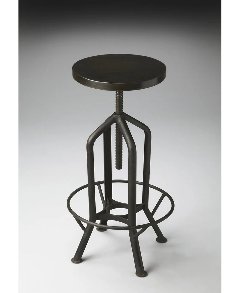 Wood and Iron Backless Swivel Bar Chair
