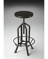 Wood and Iron Backless Swivel Bar Chair
