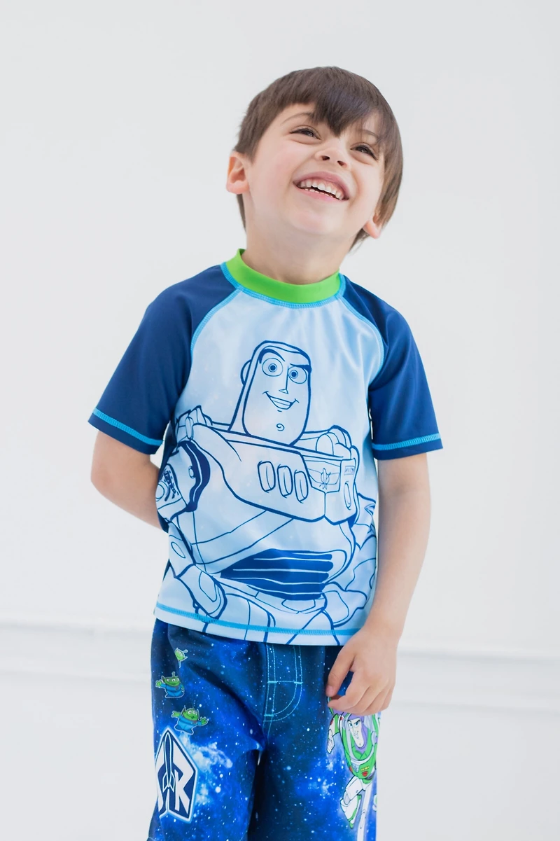 Toy Story Boys Pullover Rash Guard and Swim Trunks Outfit Set