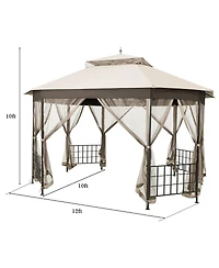 Octagonal Patio Gazebo with Mosquito Net – Elegant Outdoor Shelter for Yard and Garden