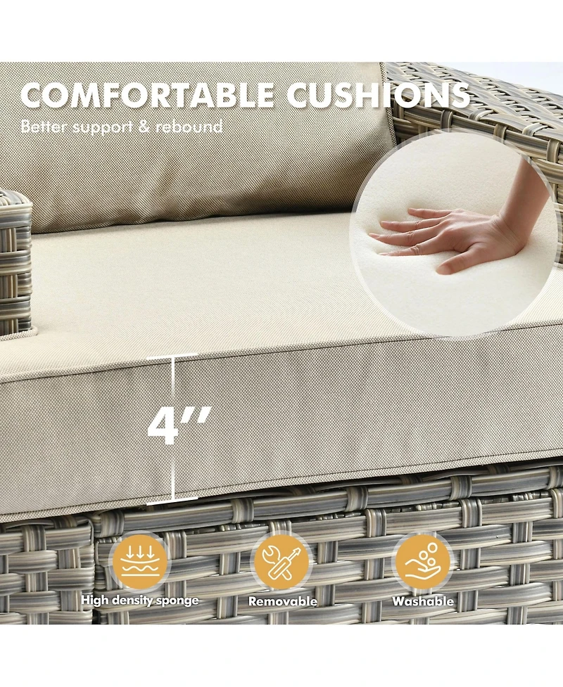 Xizzi 13 Piece Outdoor Patio Furniture Sets with Fire Pit Table,All Weather Wicker Sectional Sofa Extra Deep Swivel Chairs and Solar PoweRe