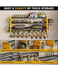 Hausource 4 Tier Power Tool Organizer Shelving Wall Mount Utility Storage Rack，Yellow