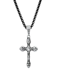 Steeltime Men's Black Ip and Stainless Steel Accented Cross Pendant Necklace