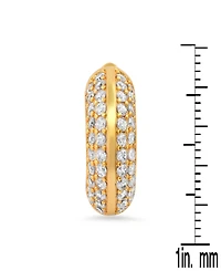 Steeltime Women's 18K Gold Plated Brass Simulated Diamonds Hoop Earrings