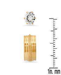 Steeltime Women's 2 Pieces Set Simulated Diamonds Studs and Diamond Cut Huggie Earrings