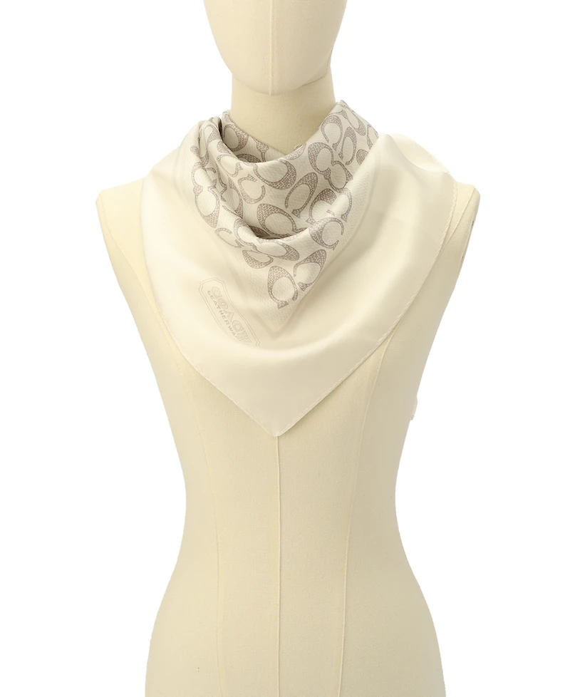 Coach Women's Textured Signature Print Silk Square Scarf