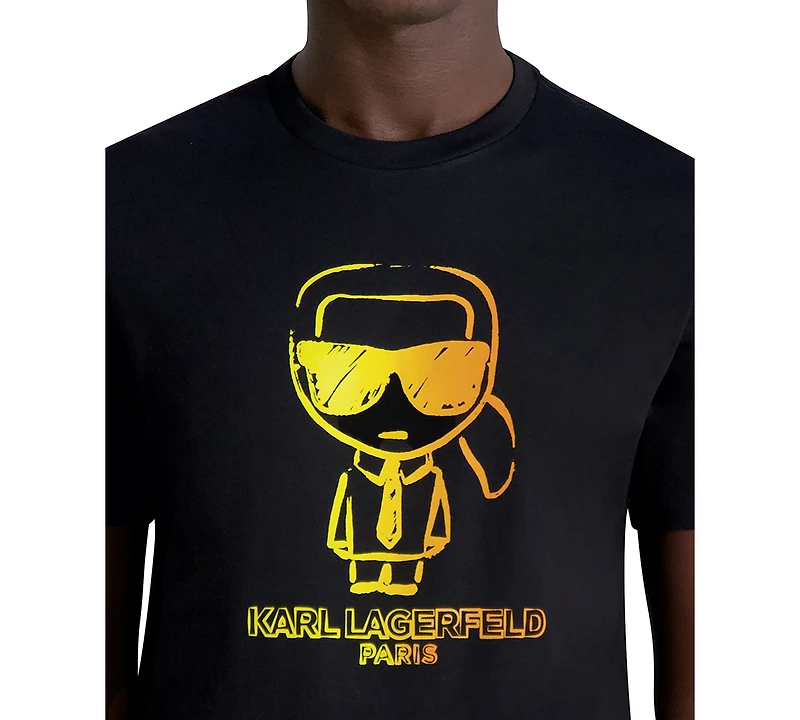 Karl Lagerfeld Paris Men's Outline Character Logo Graphic T-Shirt