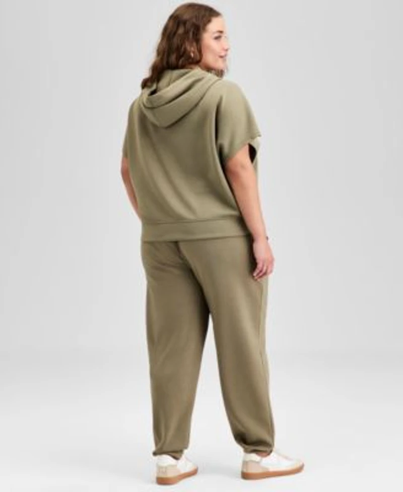 Now This Trendy Plus Size Cap Sleeve Scuba Knit Hoodie Jogger Pants Exclusively At Macys