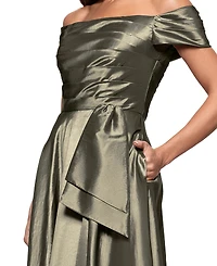 Xscape Women's Taffeta Off-The-Shoulder Gown