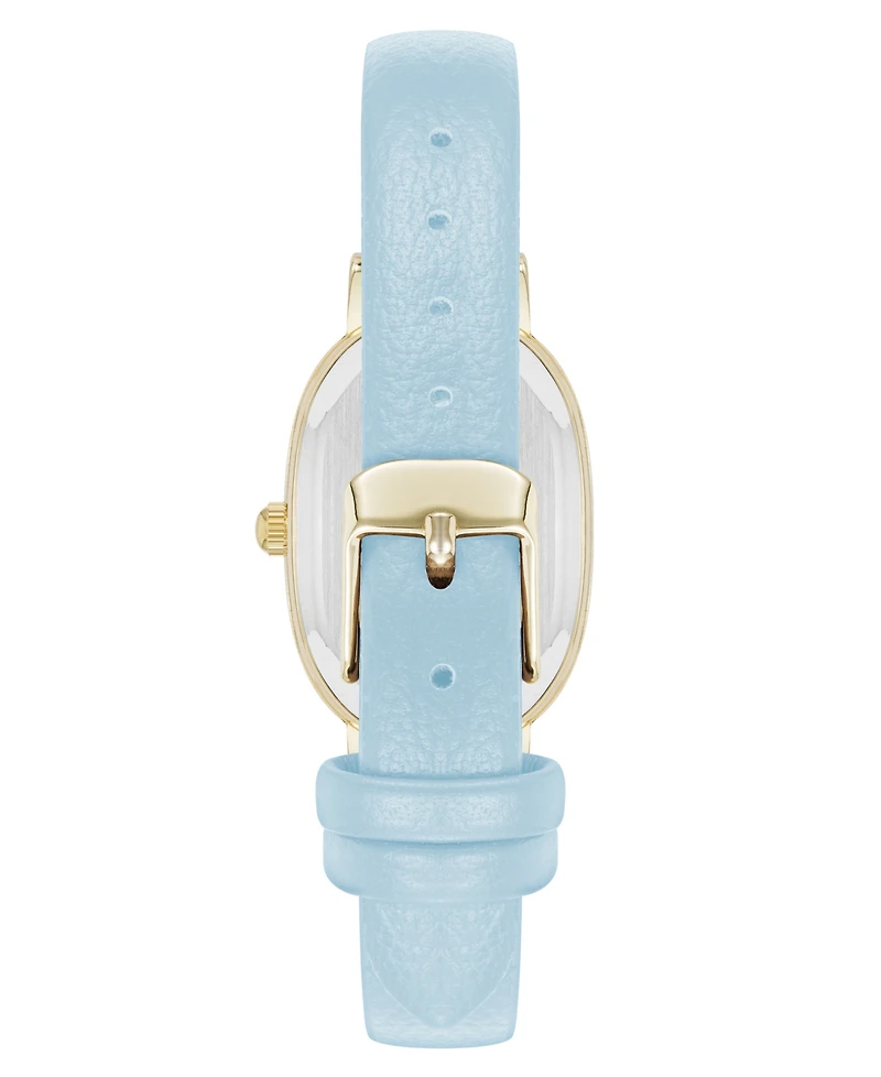 Anne Klein Women's Quartz Oval Light Blue Polyurethane Leather and Gold-Tone Metal Alloy Watch, 23mm