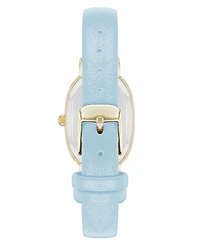 Anne Klein Women's Quartz Oval Light Blue Polyurethane Leather and Gold-Tone Metal Alloy Watch, 23mm