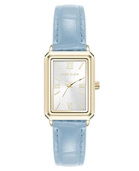 Anne Klein Women's Quartz Casual Light Blue Polyurethane Leather and Gold-Tone Metal Alloy Watch, 25mm