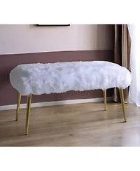Plush Upholstered Faux Fur Bench – Modern Accent Seating for Bedroom or Entryway
