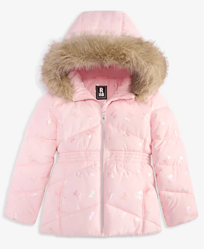 S Rothschild & Co Toddler and Little Girls Foil Quilt Puffer Jacket