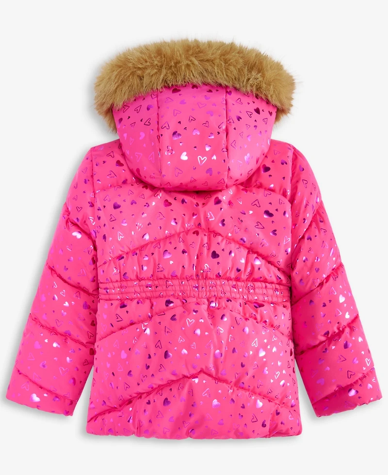 S Rothschild & Co Toddler and Little Girls Foil Quilt Puffer Jacket