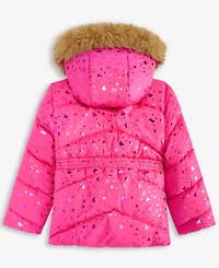S Rothschild & Co Toddler and Little Girls Foil Quilt Puffer Jacket