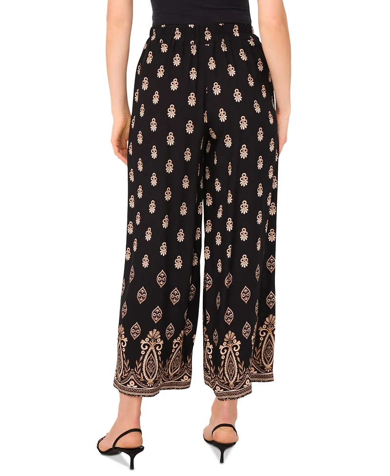 Vince Camuto Women's Border-Print Wide-Leg Pull-On Pants