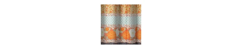 Striped Shower Curtain – Microfiber Fabric with Floral Accents