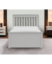 Solid Wood Bed with Pull-Out Trundle – Space-Saving Twin Frame for Kids or Guest Room
