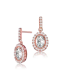 18k Rose Gold Plated Cubic Zirconia Dangle Earrings