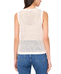 Sam & Jess Women's Open-Knit Crochet Crewneck Sweater