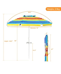 Gymax 7.2ft Beach Umbrella Outdoor Patio Garden w/ Carrying Bag Sand Anchor