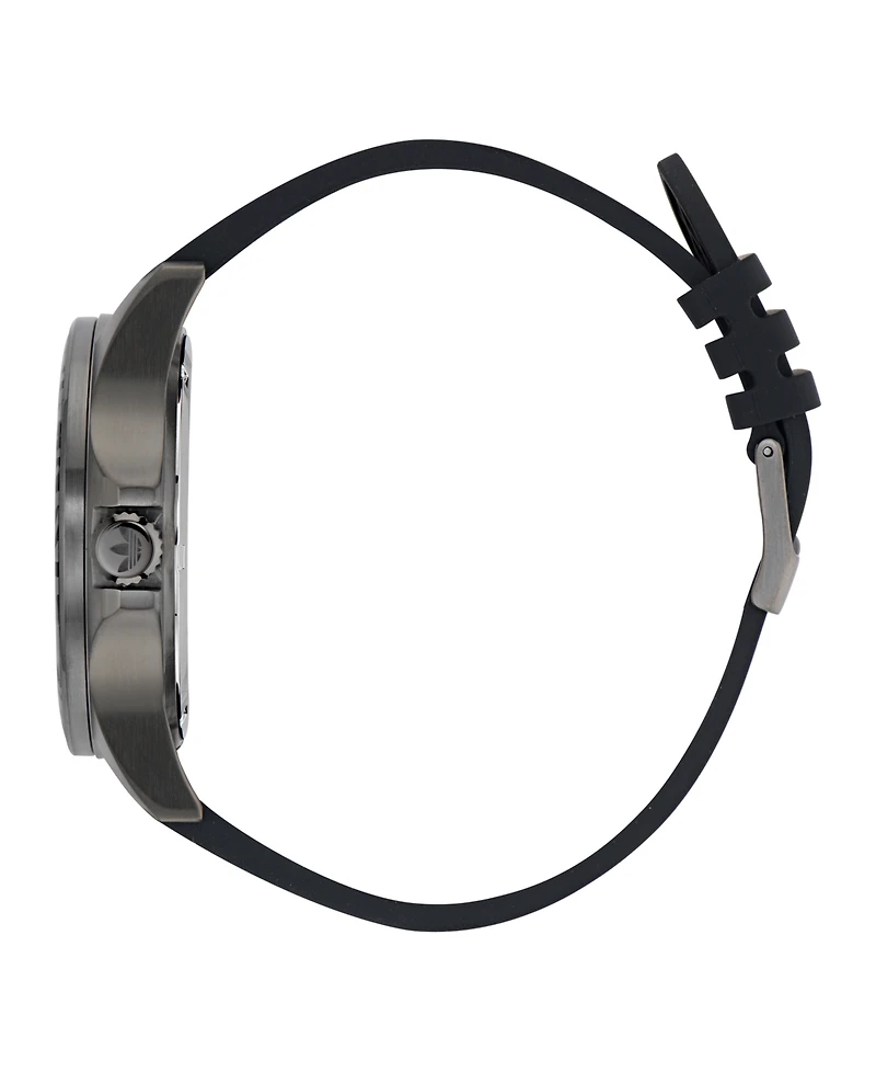 adidas Unisex Analog Black Silicone Watch, 44mm