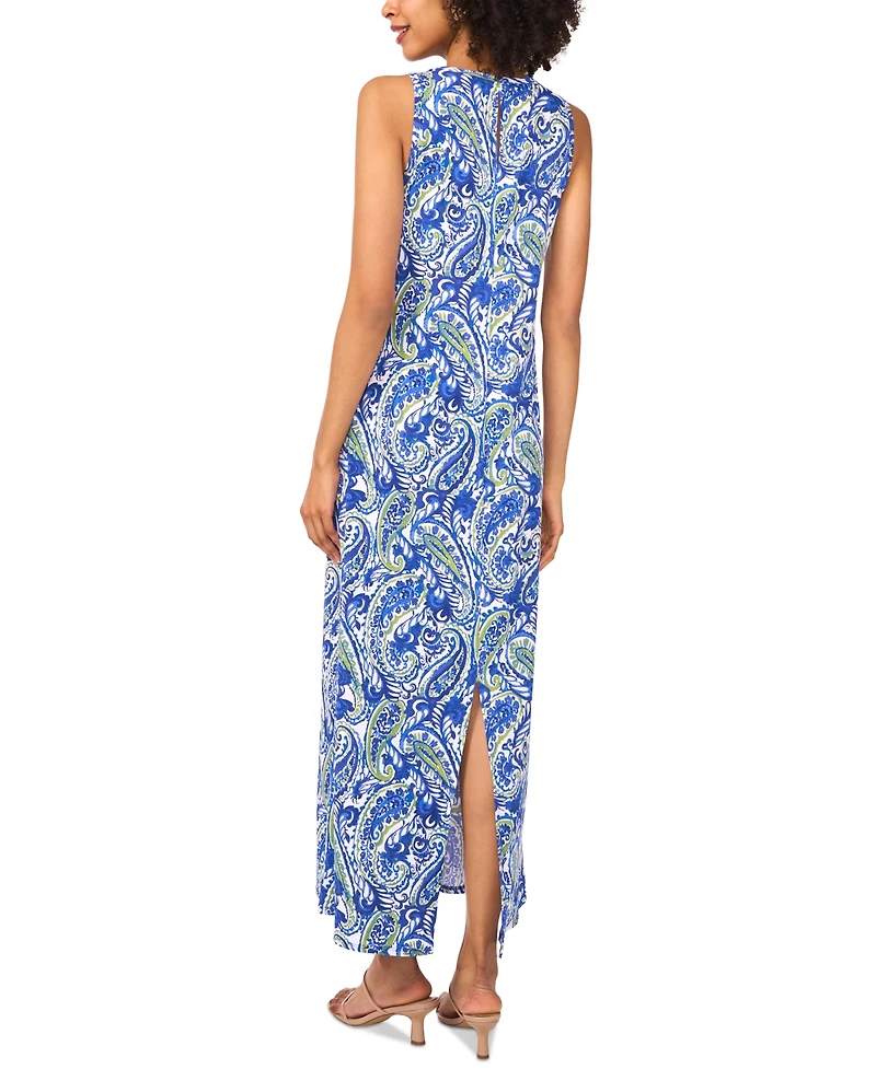 Vince Camuto Women's Paisley-Print Sleeveless Keyhole-Back Crewneck Maxi Dress