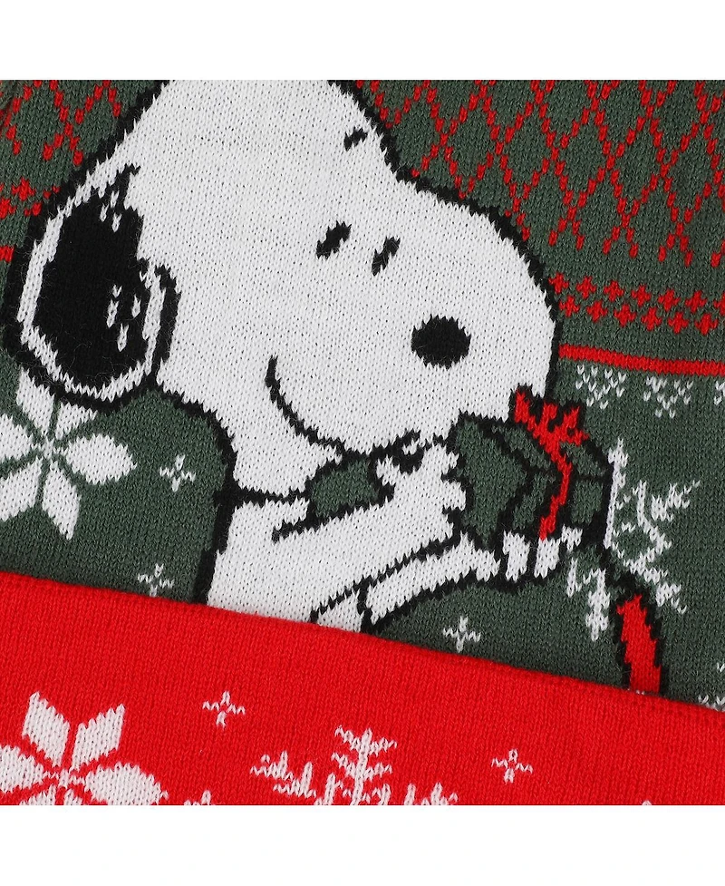 Peanuts Men's Snoopy With Present Red & Green Santa Hat
