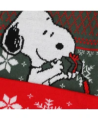 Peanuts Men's Snoopy With Present Red & Green Santa Hat