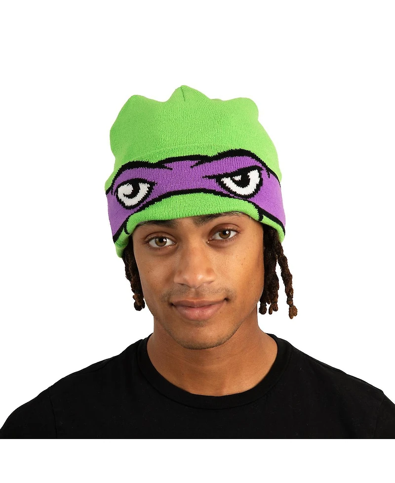 Teenage Mutant Ninja Turtles Men's Tmnt Rolldown Donny Adult Acrylic Mesh Eye Green Beanie