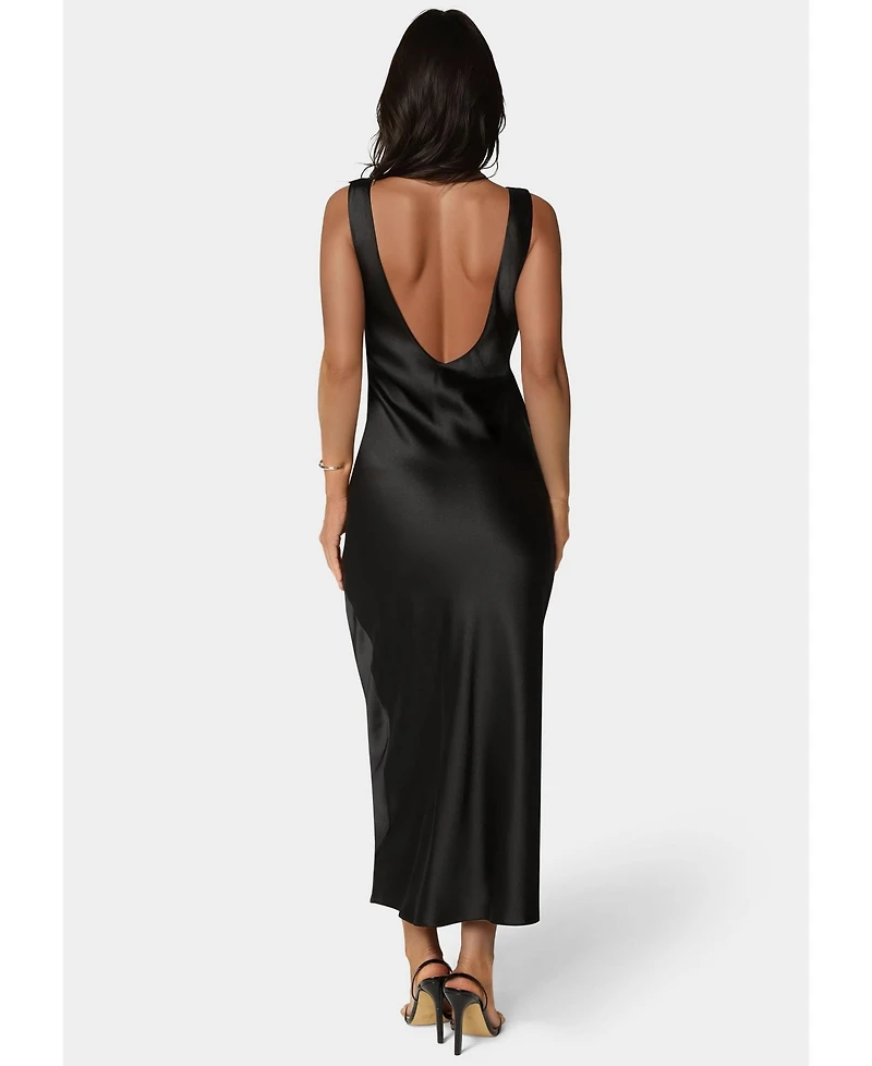 Bebe Women's Lace Detail Satin Slip Dress