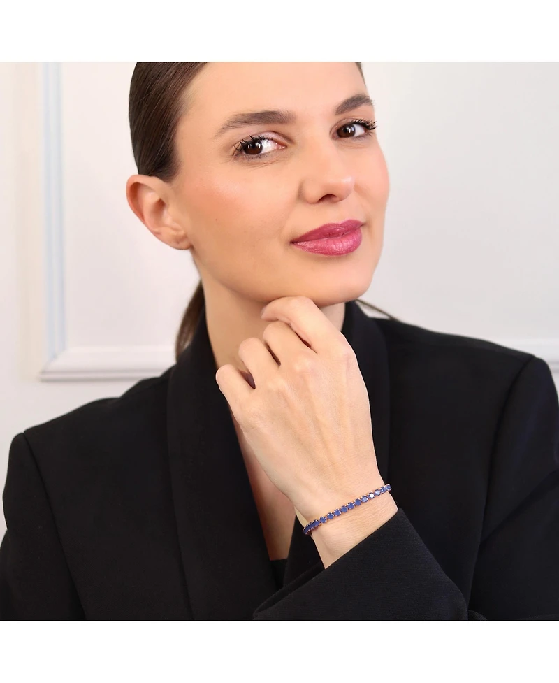 Bling Jewelry Classic 12CTW Prong Basket Set Solitaire Round Cubic Zirconia Cabochon Cz Tennis Bracelet Gold Plated 7.5 Inch