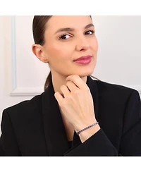 Bling Jewelry Classic 12CTW Prong Basket Set Solitaire Round Cubic Zirconia Cabochon Cz Tennis Bracelet Gold Plated 7.5 Inch