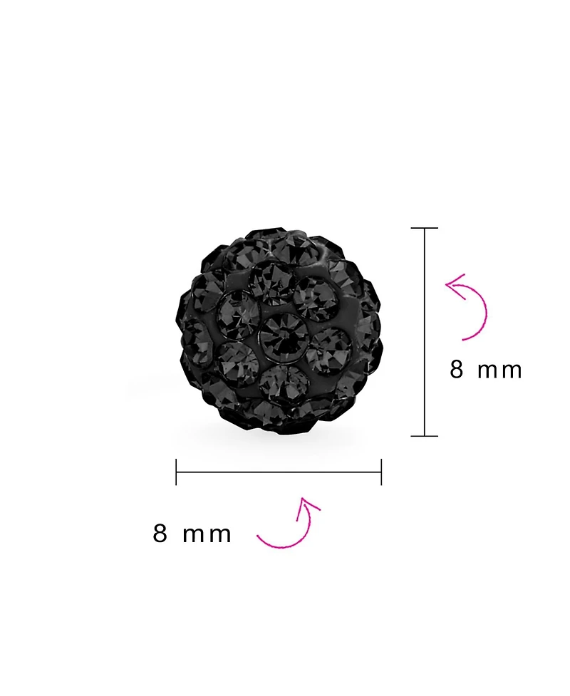 Bling Jewelry Elegant .925 Sterling Silver Round 8MM Glittering Pave Crystal Disco Ball Stud Earrings