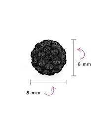 Bling Jewelry Elegant .925 Sterling Silver Round 8MM Glittering Pave Crystal Disco Ball Stud Earrings