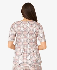 Cable & Gauge Women's Flutter Sleeve Tassel Pleated Top