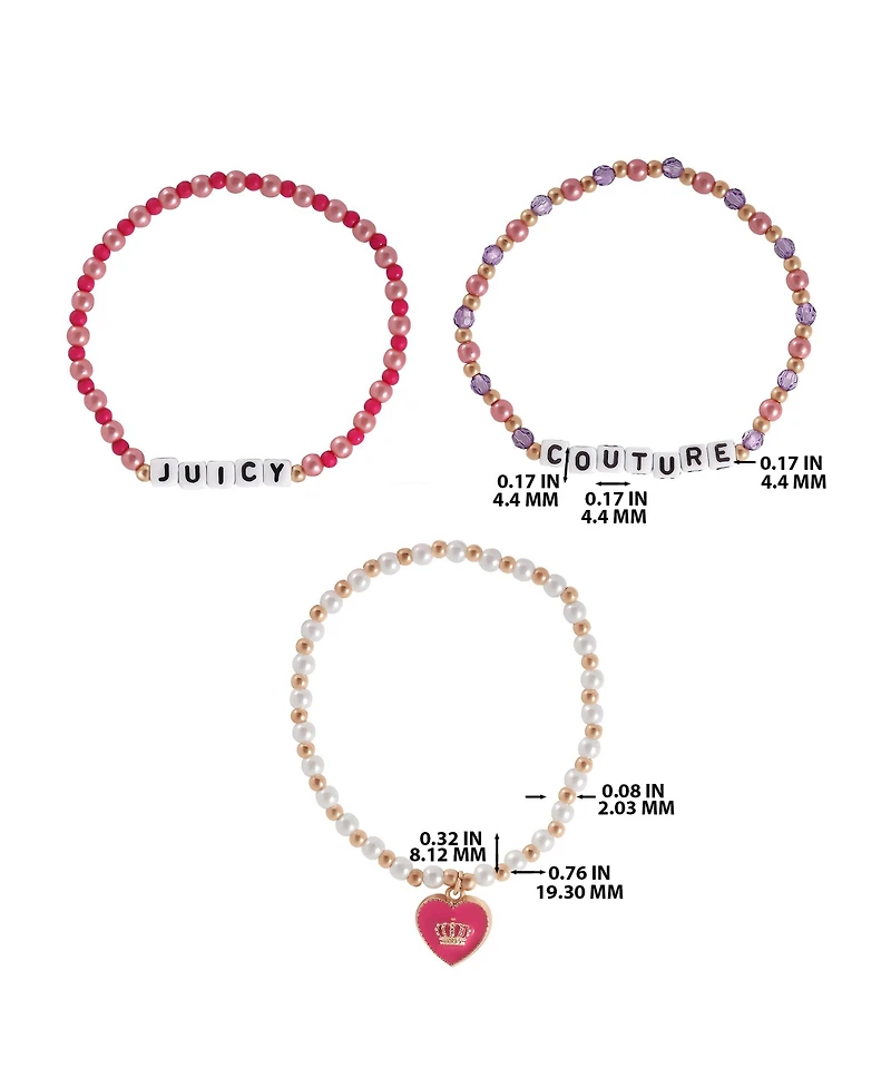 Juicy Couture Kids Beaded Bracelet Set – “Juicy Couture” Letter Beads & Heart Charm