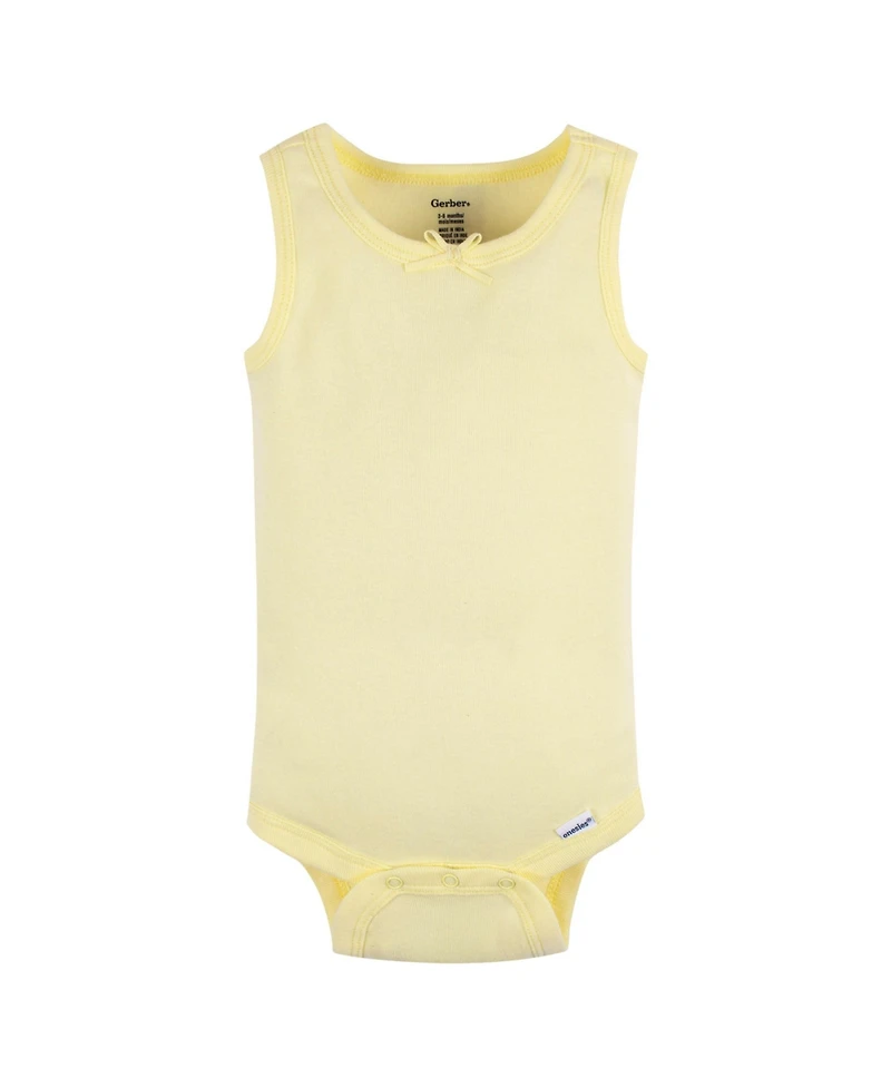 Gerber Baby Girls Sleeveless Flowers Onesies, 5-Pack