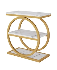 Tribesigns End Table, Narrow End Table with 3 Storage Shelves, Wood Side Table with Black Metal Frames, Industrial Small Sofa Side Table for Living Ro