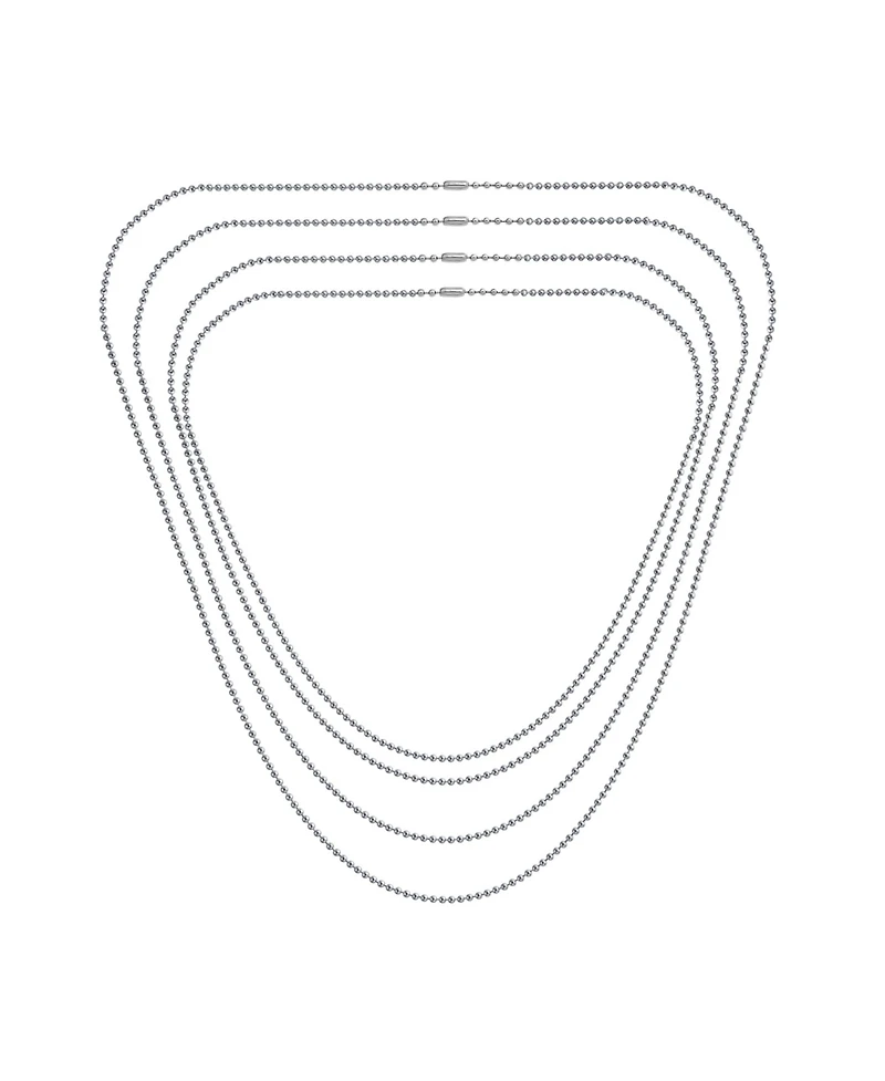 Bling Jewelry Set of 4 Thin Minimalist Stainless Steel Saturn Chain Necklace 18. 20, 24 & 30 Inch